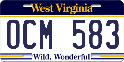WV license plate OCM583