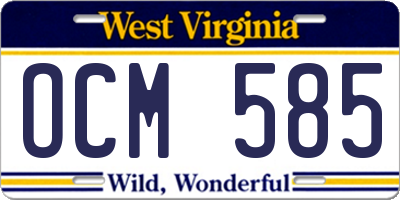 WV license plate OCM585