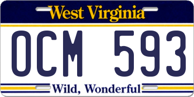 WV license plate OCM593