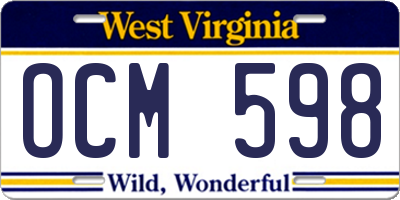 WV license plate OCM598
