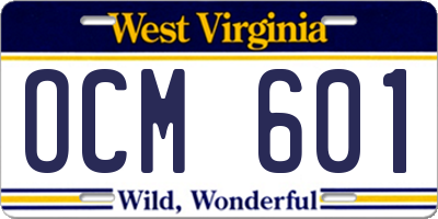 WV license plate OCM601