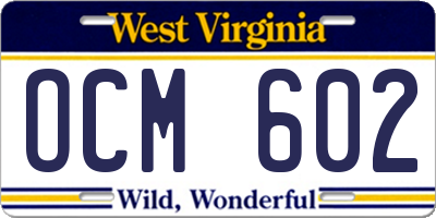 WV license plate OCM602