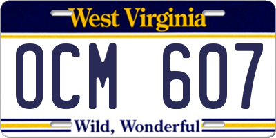 WV license plate OCM607