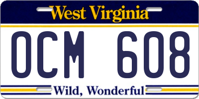 WV license plate OCM608