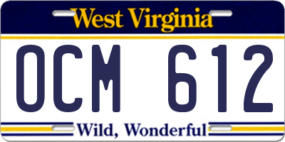 WV license plate OCM612