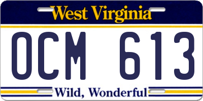 WV license plate OCM613