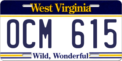WV license plate OCM615