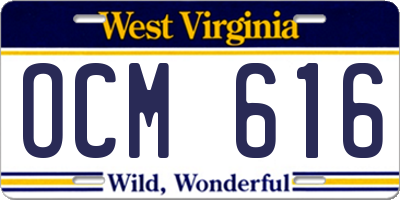 WV license plate OCM616
