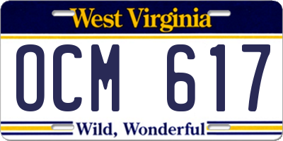 WV license plate OCM617