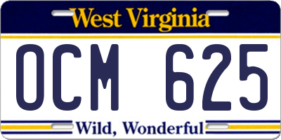 WV license plate OCM625