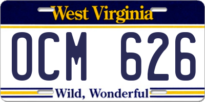 WV license plate OCM626