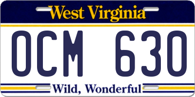 WV license plate OCM630