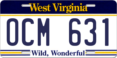 WV license plate OCM631