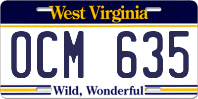 WV license plate OCM635