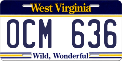 WV license plate OCM636
