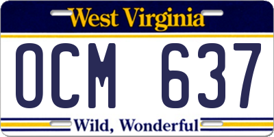 WV license plate OCM637