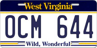 WV license plate OCM644