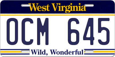 WV license plate OCM645