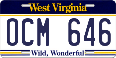 WV license plate OCM646