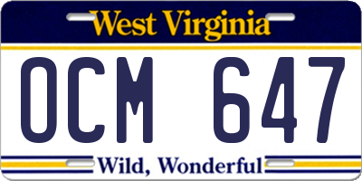 WV license plate OCM647