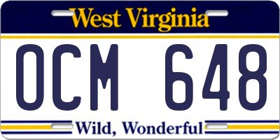 WV license plate OCM648