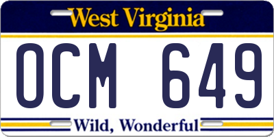WV license plate OCM649