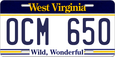 WV license plate OCM650