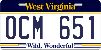 WV license plate OCM651
