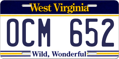 WV license plate OCM652