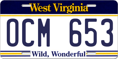 WV license plate OCM653