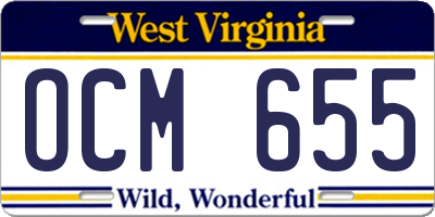 WV license plate OCM655