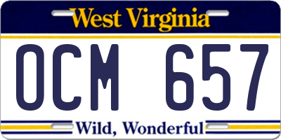 WV license plate OCM657