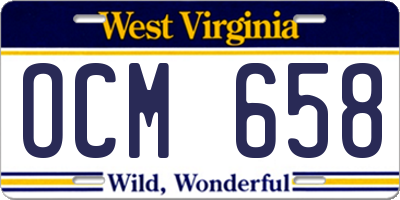 WV license plate OCM658