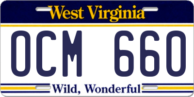 WV license plate OCM660