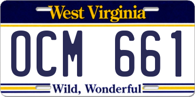 WV license plate OCM661