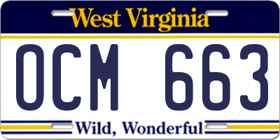 WV license plate OCM663