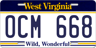 WV license plate OCM668