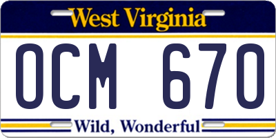 WV license plate OCM670