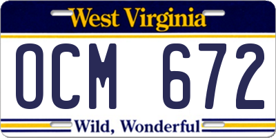 WV license plate OCM672