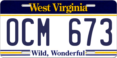 WV license plate OCM673