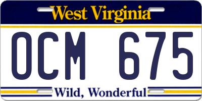 WV license plate OCM675