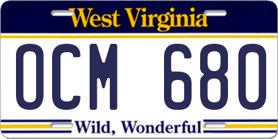 WV license plate OCM680