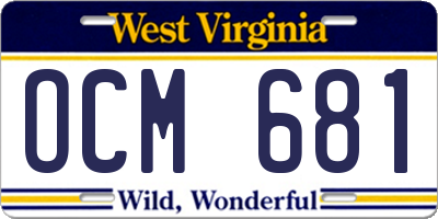 WV license plate OCM681