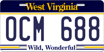 WV license plate OCM688
