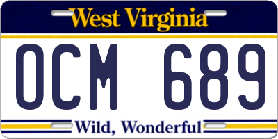 WV license plate OCM689