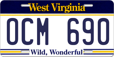 WV license plate OCM690