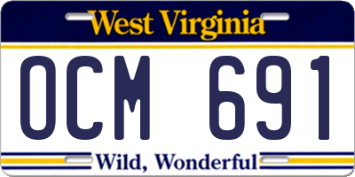 WV license plate OCM691