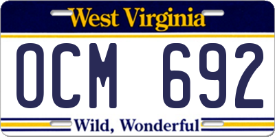 WV license plate OCM692