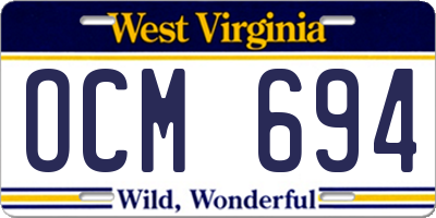 WV license plate OCM694