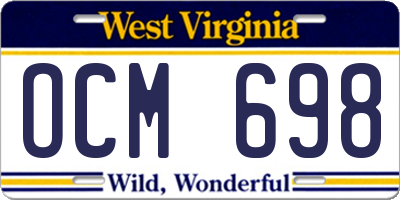WV license plate OCM698